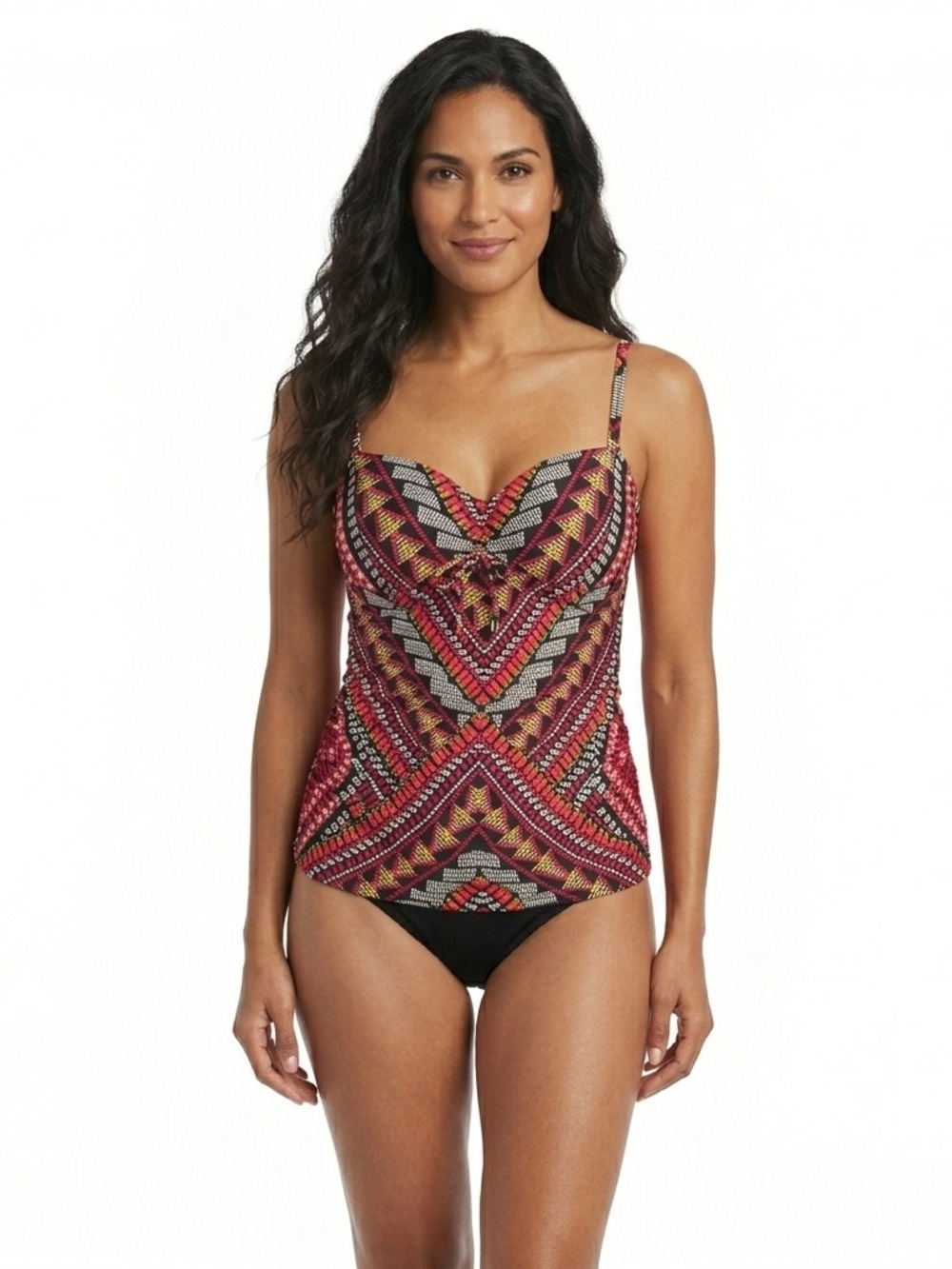 BECCA Women One Piece Swimsuit Underwire Ruched Geometric 1X